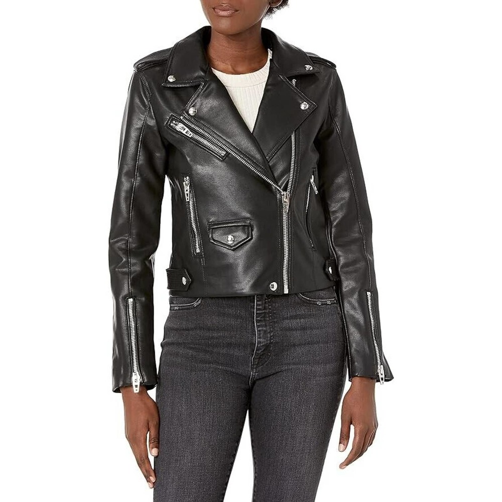 BLANKNYC Faux Leather Motorcycle Moto Zip Up Jacket Black Size Medium